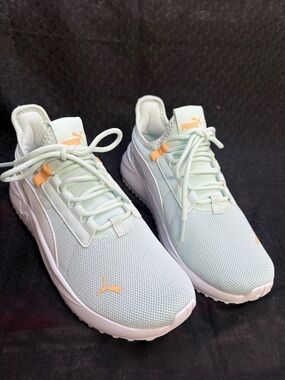 Puma Light Mint Athletic Sneakers with Peach Accents